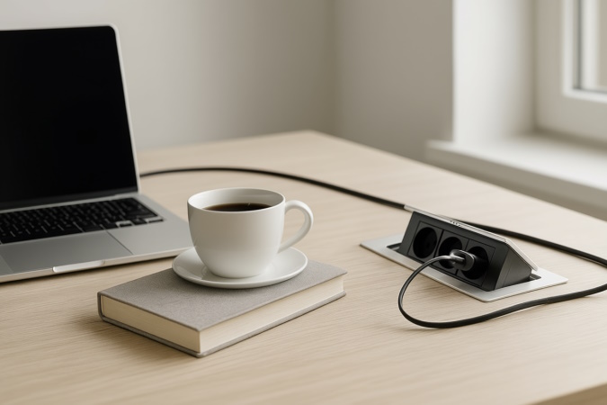 Как встроенные розетки решают проблему кабельного хаоса на рабочем столе