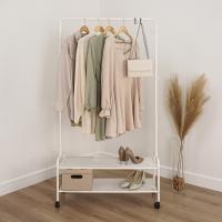 Вешалка гардеробная "Валенсия 32М" с 2полками на колесах Белый