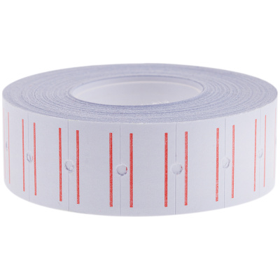 Этикет-лента 21*12мм прямоугольная, белая с красн. полосой, 1000 эт. Stl_