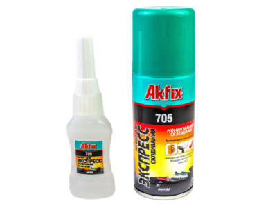 Клей двухкомпонентный универсал. 500мл+125гр AK705 Akfis