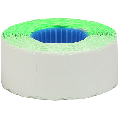 Этикет-лента 26*16мм фигурная волна зеленая 800эт. 