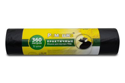 Мус. пакет 360л/5шт 120*160*40мкм ПВД/12рул/кор Ромашка