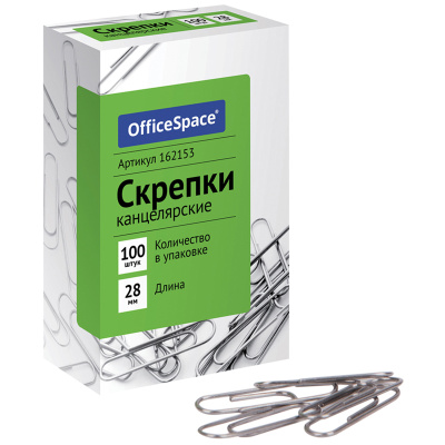 Скрепки 28мм/100шт. оцинк. OfficeSpace 231183